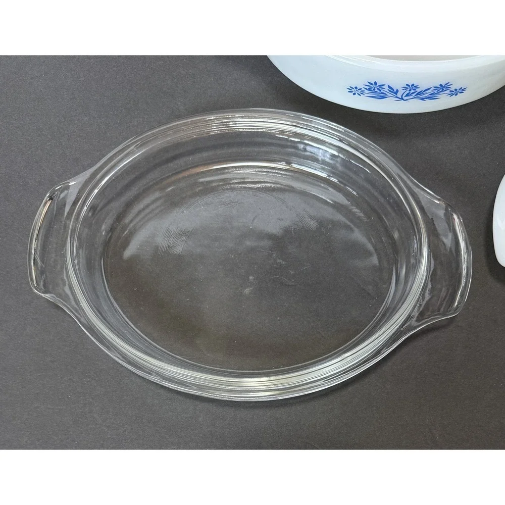 ANCHOR HOCKING Fire King VTG Blue Cornflower Casserole Dish #433 1.5 QT - 2 Lids